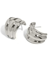18k gold-plated stainless steel, Tarnish-free, Waterproof, Suitable for sensitive skin, silver earrings, retro earrings, vintage charm, classic earrings, beautiful earrings, timeless earrings, hoop earrings, large earrings, ribbed earrings